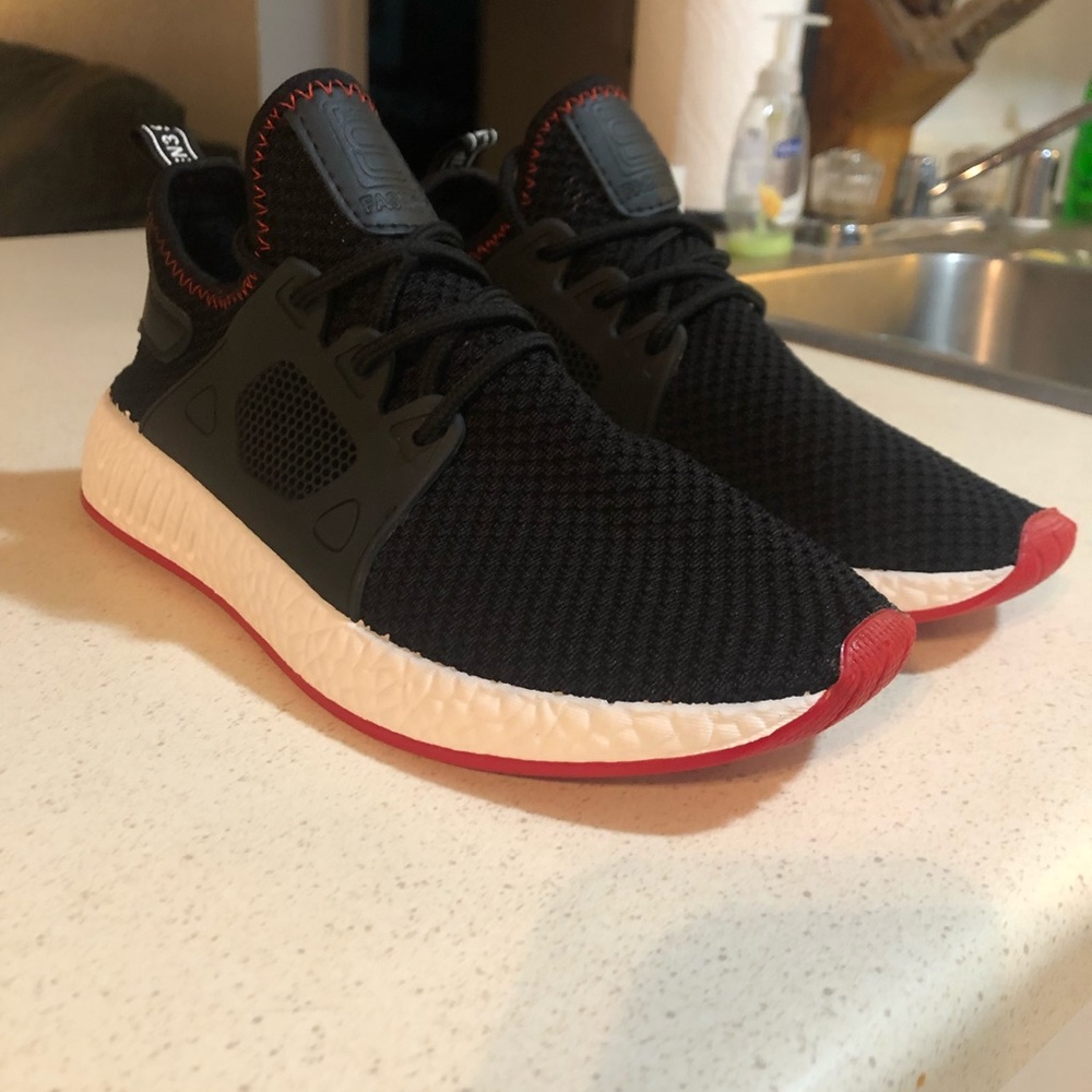 Black/white with red bottoms